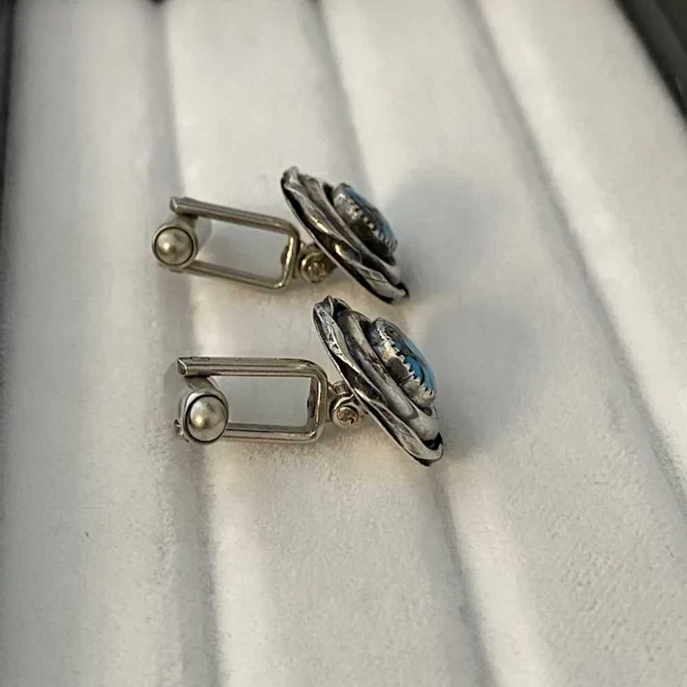 Native American Sterling and Turquoise Cufflinks - image 10