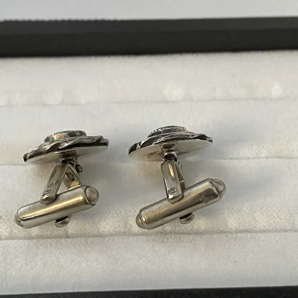 Native American Sterling and Turquoise Cufflinks - image 6