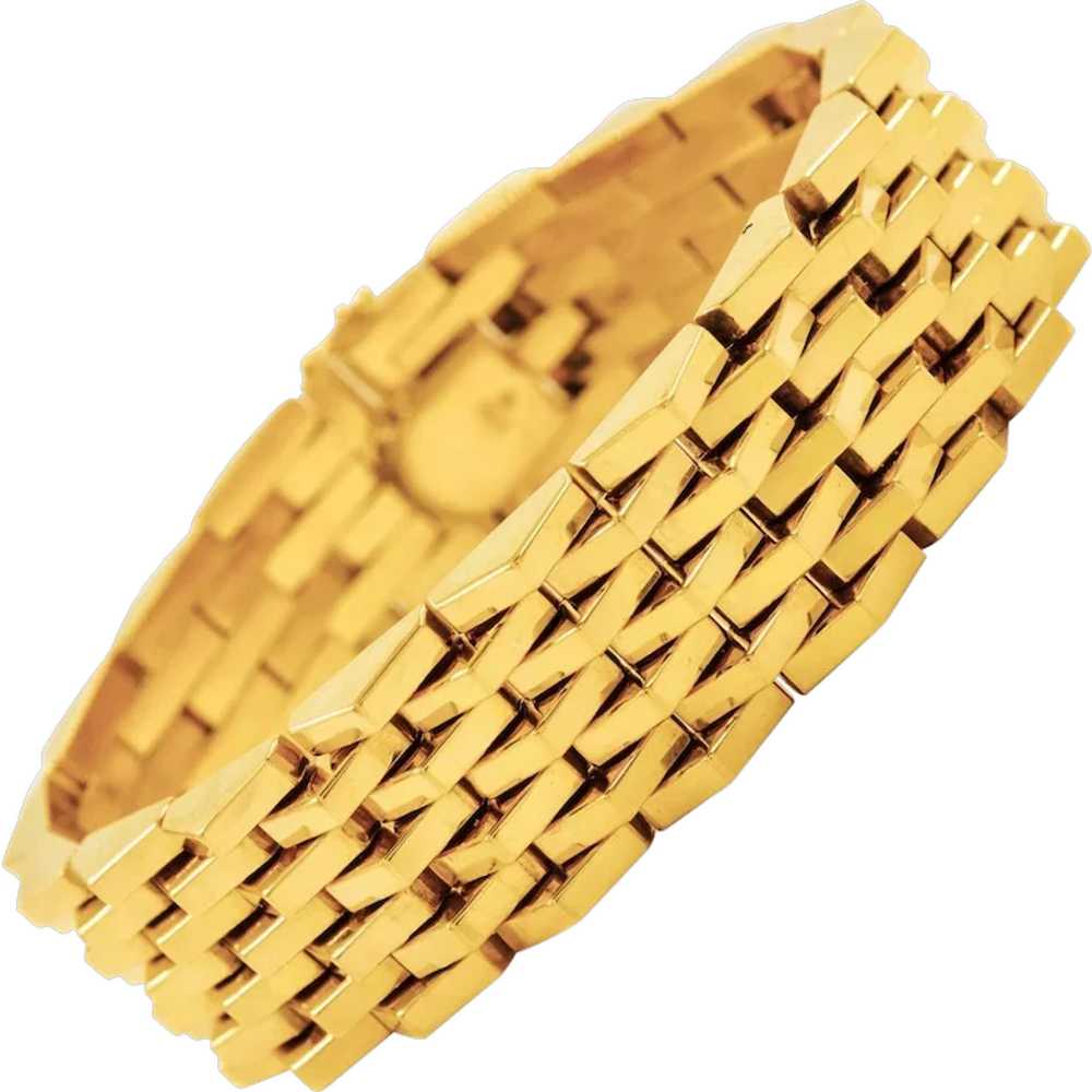 Solid 18k Yellow Gold Bracelet with Pentagonal Li… - image 1