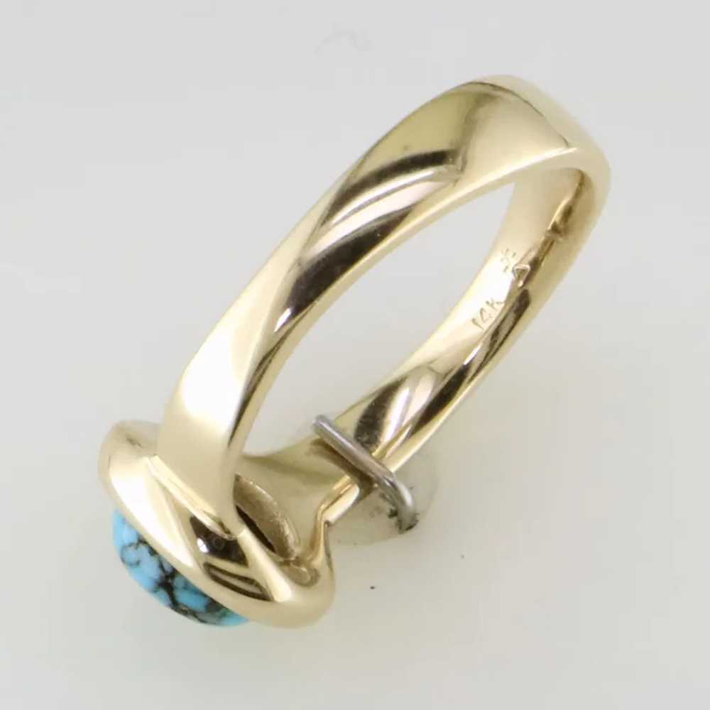 Yellow Gold “Spiderweb” Turquoise Ring - image 5