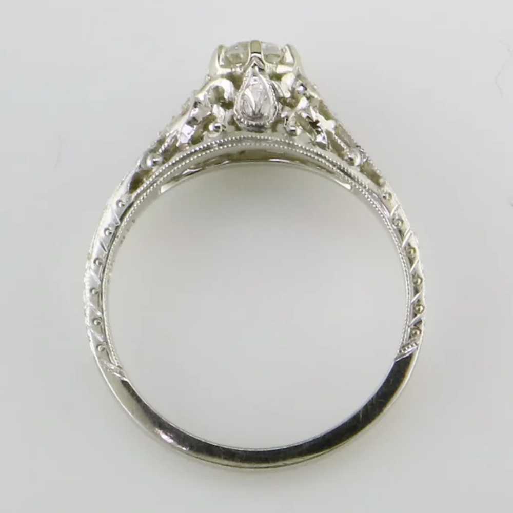 White Gold Diamond Filigree Ring - image 2