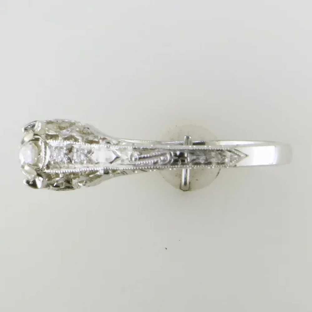White Gold Diamond Filigree Ring - image 3