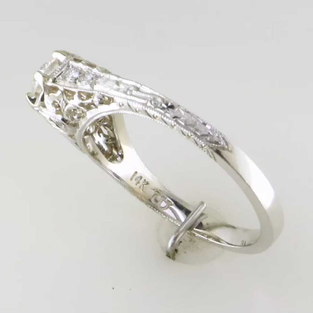 White Gold Diamond Filigree Ring - image 4