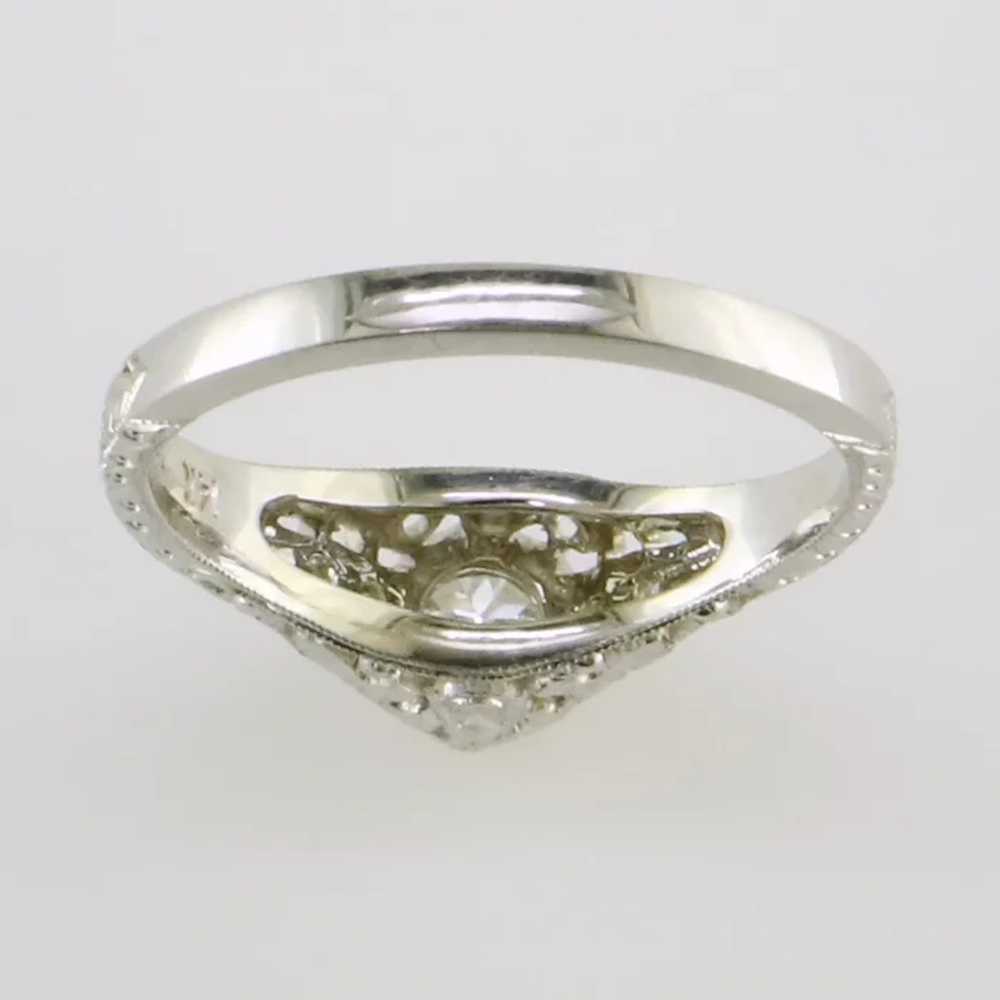 White Gold Diamond Filigree Ring - image 5