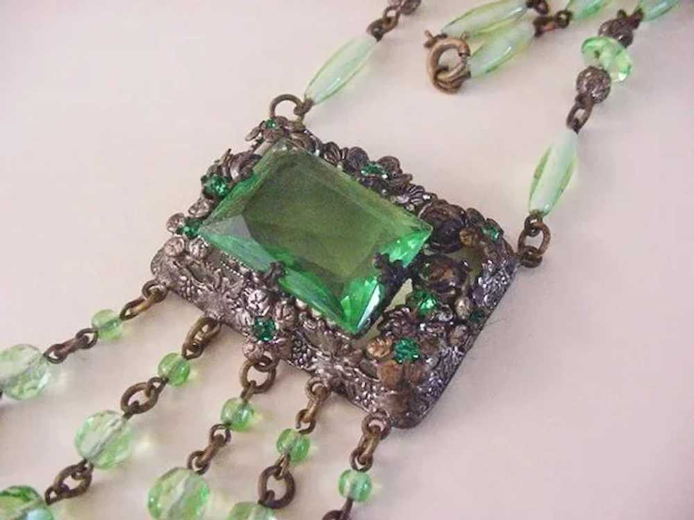 Brass and Green Glass Necklace - image 2