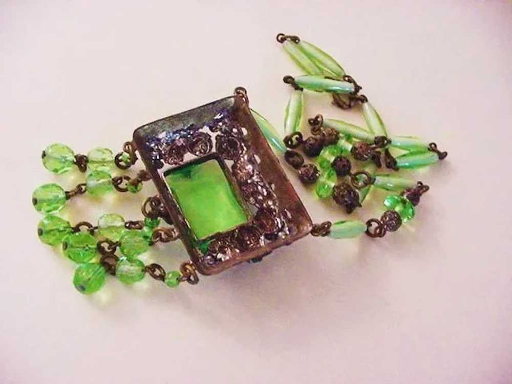 Brass and Green Glass Necklace - image 3