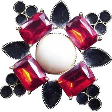 Big Bold Red Rhinestone Pin