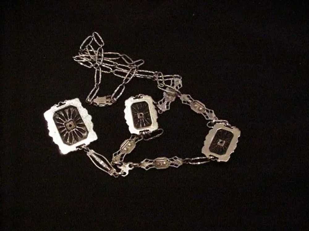 Art Deco Sterling Silver Rhinestone Vintage Neckl… - image 4