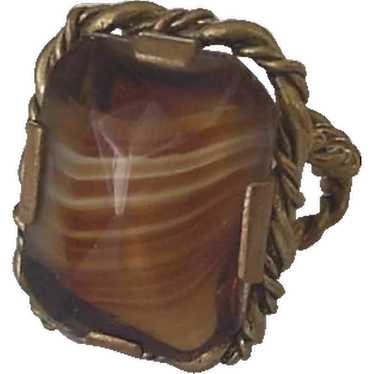 Rootbeer Carmel Color Givre Glass Ring