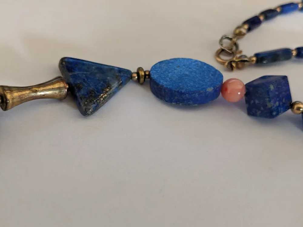 Lapis Lazuli and Coral Asymmetrical  Necklace - image 2