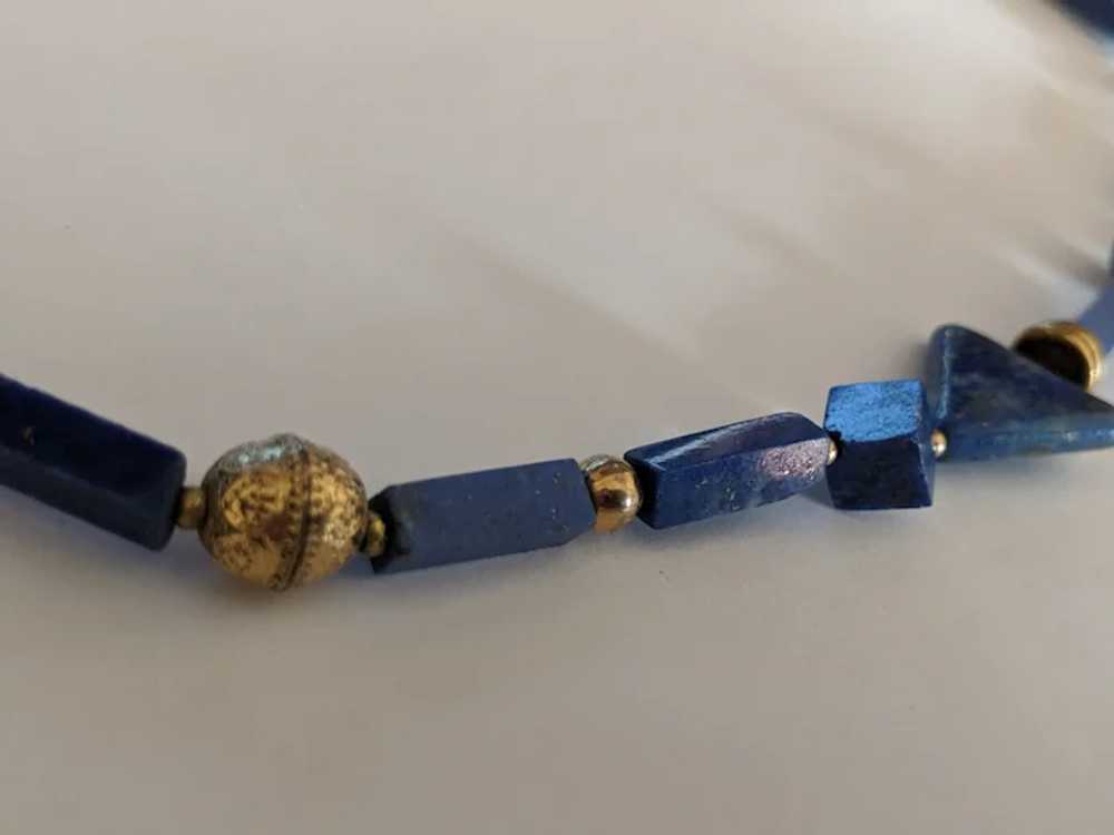 Lapis Lazuli and Coral Asymmetrical  Necklace - image 3