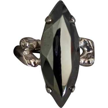 Mid-Century Sterling Silver Hematite Ring - image 1