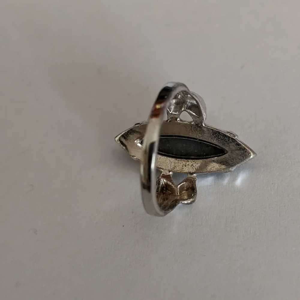 Mid-Century Sterling Silver Hematite Ring - image 3