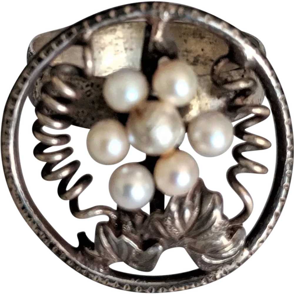 Sterling Silver Cultured Pearls Ring - image 1