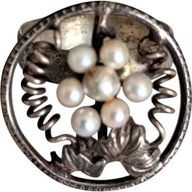 Sterling Silver Cultured Pearls Ring - image 1