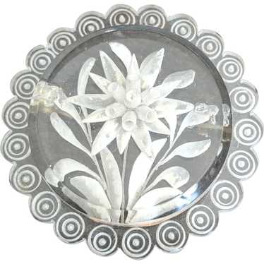 Clear Carved Lucite Edelweis Pin