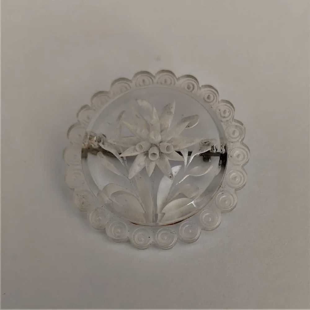 Clear Carved Lucite Edelweis Pin - image 2
