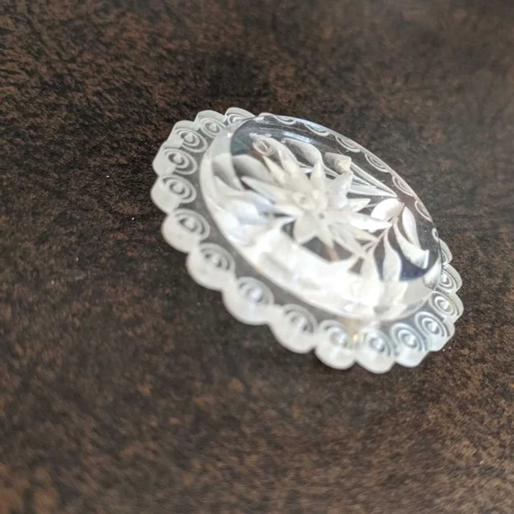 Clear Carved Lucite Edelweis Pin - image 3