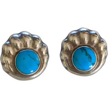 Sterling Silver Taxco Turquoise Earrings