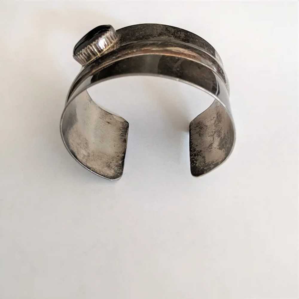 Mid-Century Sterling Silver Black Onyx Bracelet - image 3