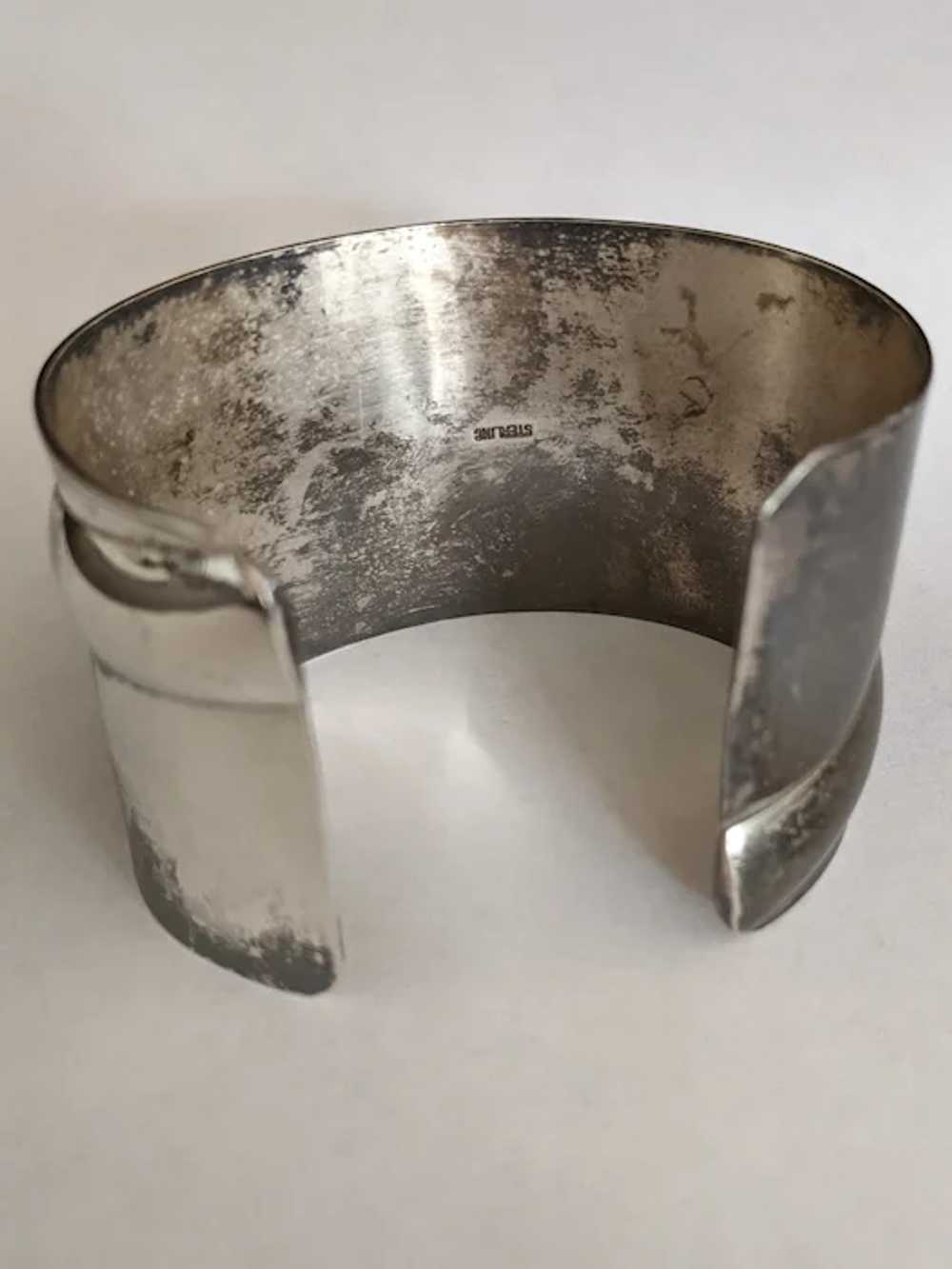 Mid-Century Sterling Silver Black Onyx Bracelet - image 5