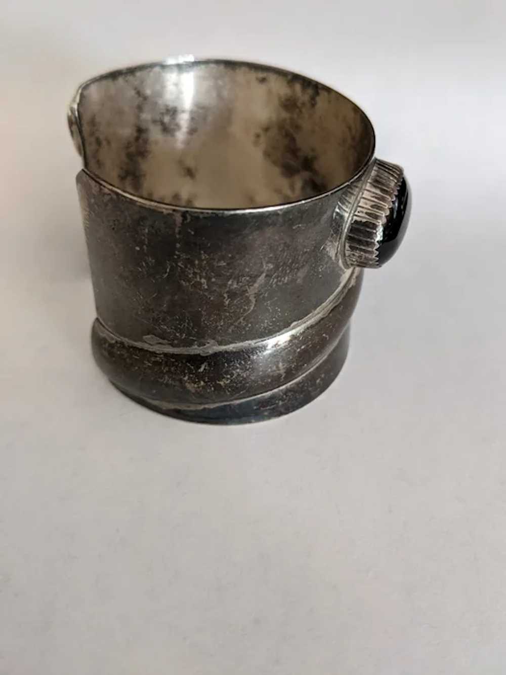 Mid-Century Sterling Silver Black Onyx Bracelet - image 6