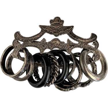 Victorian Revival Bar Pin with Rings - image 1