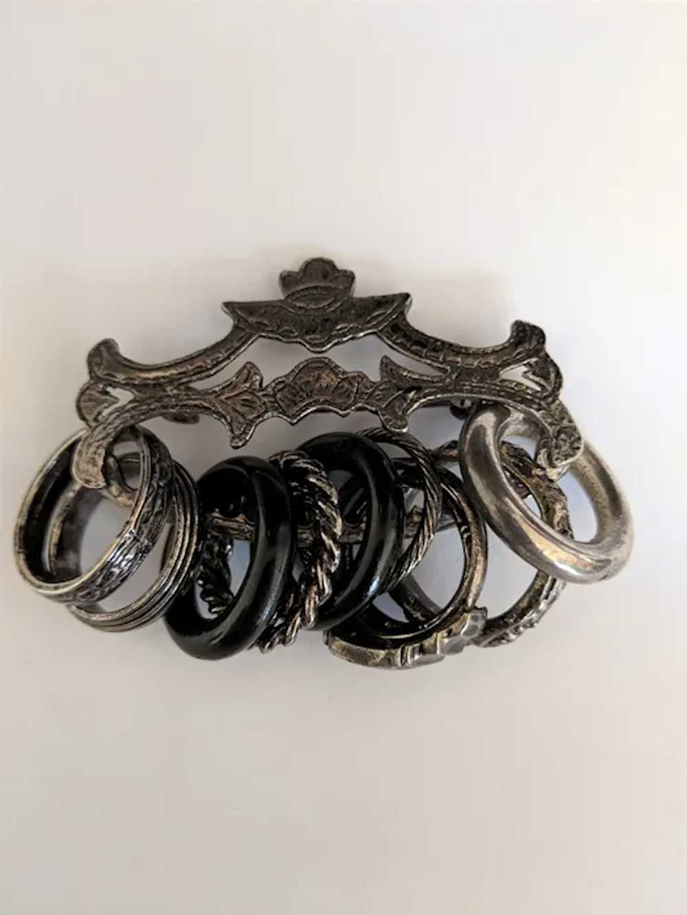 Victorian Revival Bar Pin with Rings - image 2