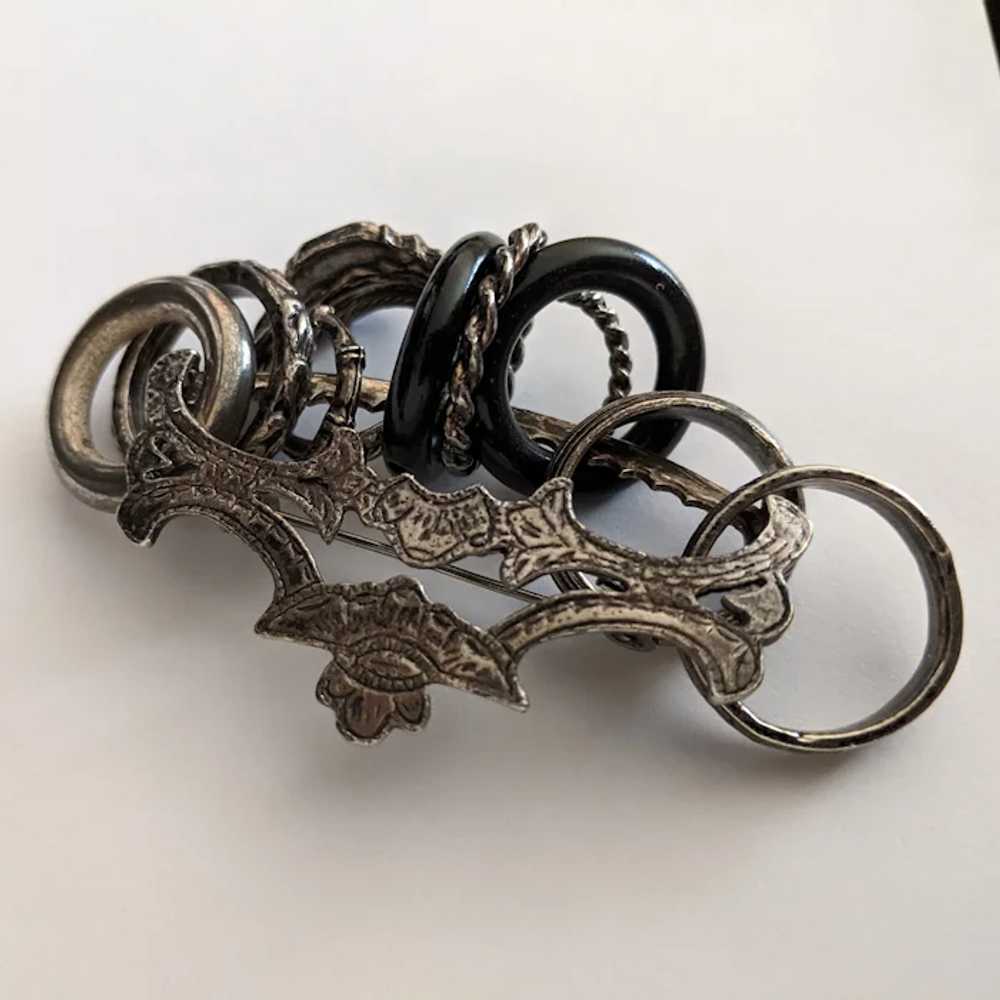 Victorian Revival Bar Pin with Rings - image 5