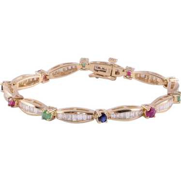 Ruby Sapphire Emerald & Diamond Bracelet