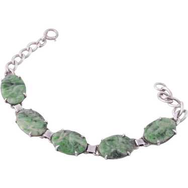 Chinese Jade and Silver Bracelet