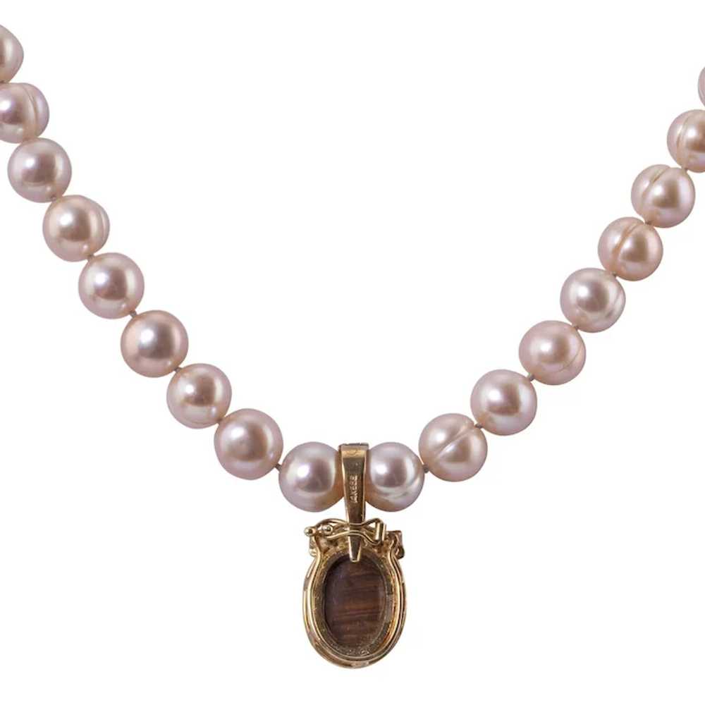 Opal Enhancer Pendant on Pearl Necklace - image 2