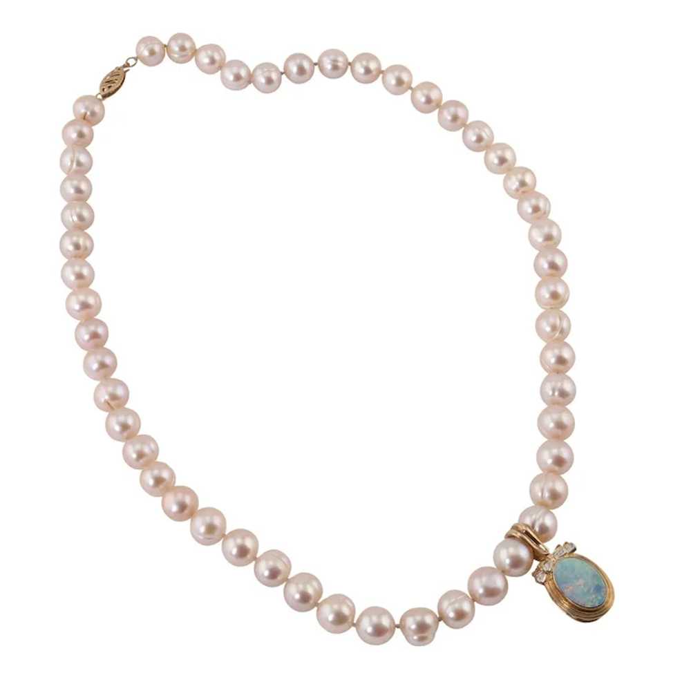 Opal Enhancer Pendant on Pearl Necklace - image 3
