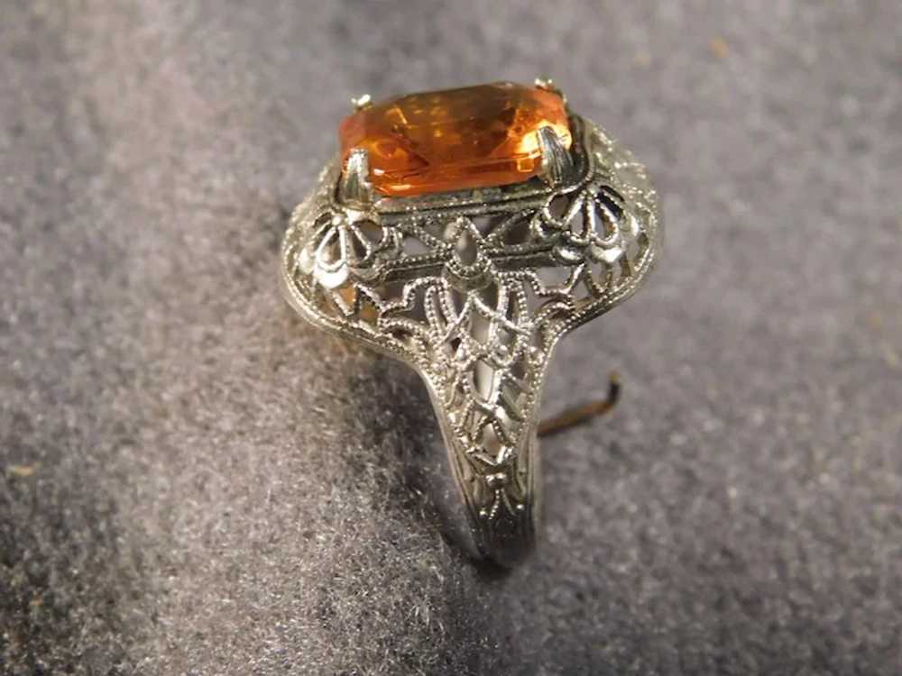 Sterling Silver Filigree Ring Simulated Citrine - image 4