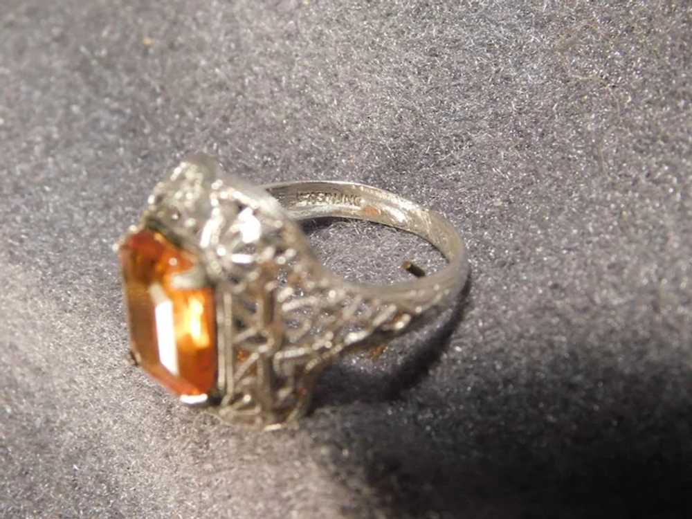 Sterling Silver Filigree Ring Simulated Citrine - image 6