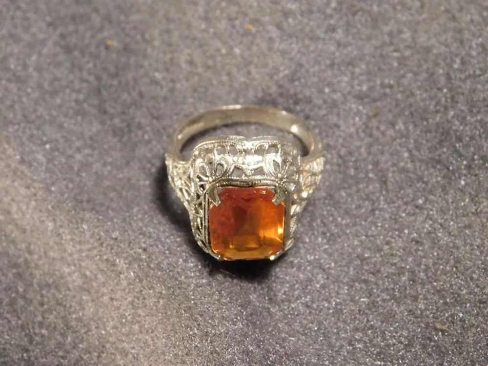 Sterling Silver Filigree Ring Simulated Citrine - image 8