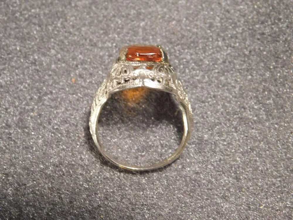 Sterling Silver Filigree Ring Simulated Citrine - image 9