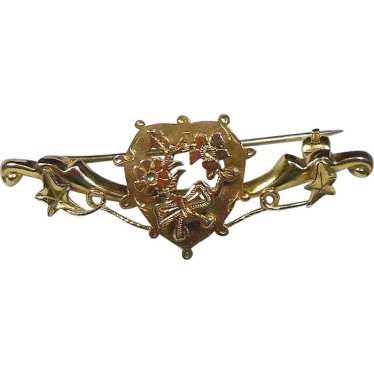 English 9 Carat .375 Gold Sweetheart Brooch Circa… - image 1