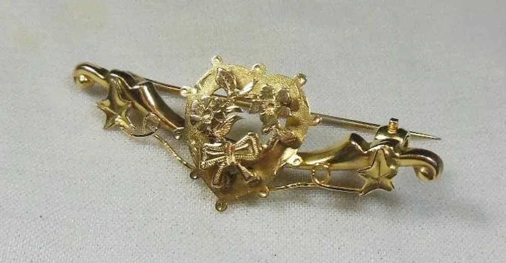 English 9 Carat .375 Gold Sweetheart Brooch Circa… - image 2