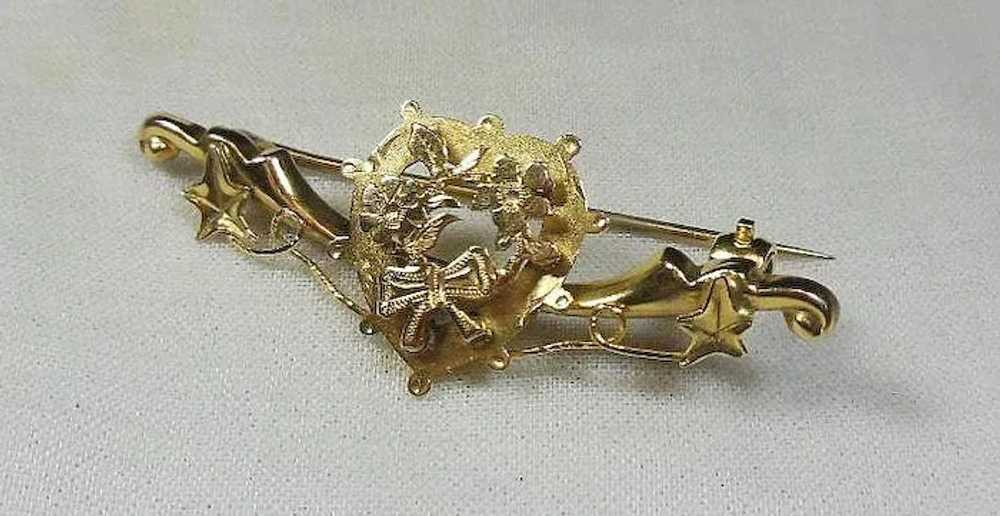 English 9 Carat .375 Gold Sweetheart Brooch Circa… - image 4