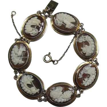 Sterling Silver 925/1000 Cameo 7 Panel Bracelet - image 1