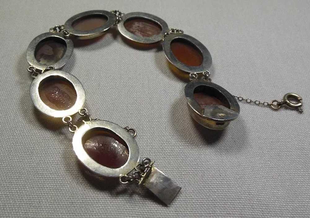 Sterling Silver 925/1000 Cameo 7 Panel Bracelet - image 3