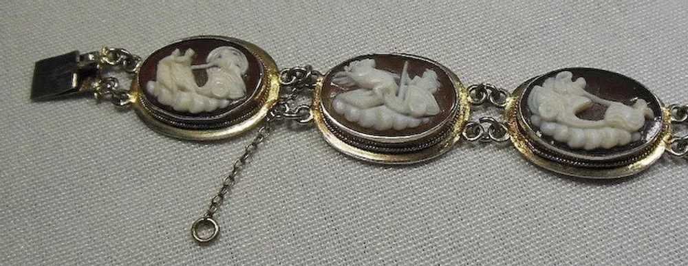 Sterling Silver 925/1000 Cameo 7 Panel Bracelet - image 4