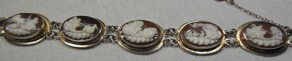 Sterling Silver 925/1000 Cameo 7 Panel Bracelet - image 5