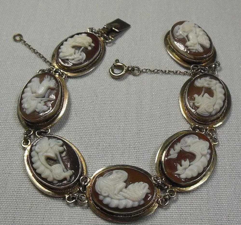 Sterling Silver 925/1000 Cameo 7 Panel Bracelet - image 6