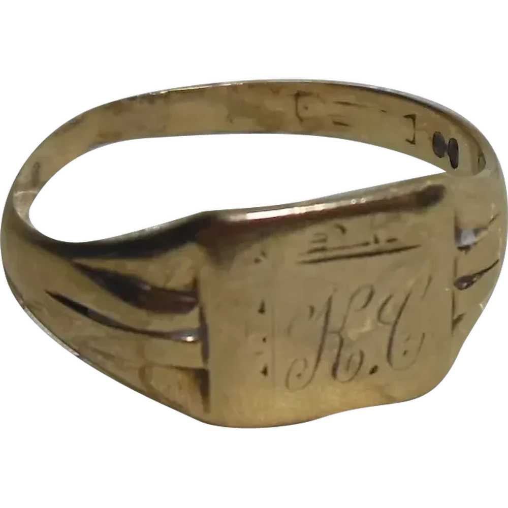 9 Kt Gold Signet Ring English HM - image 2