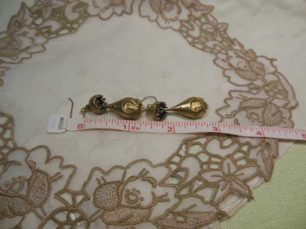 Antique G/F & Pink Stone Bomb Drop Earrings - image 3