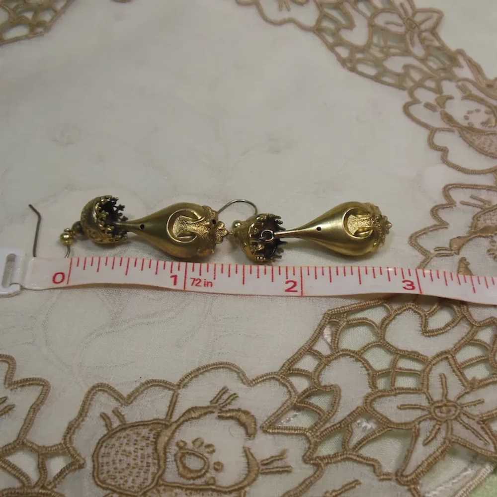 Antique G/F & Pink Stone Bomb Drop Earrings - image 5