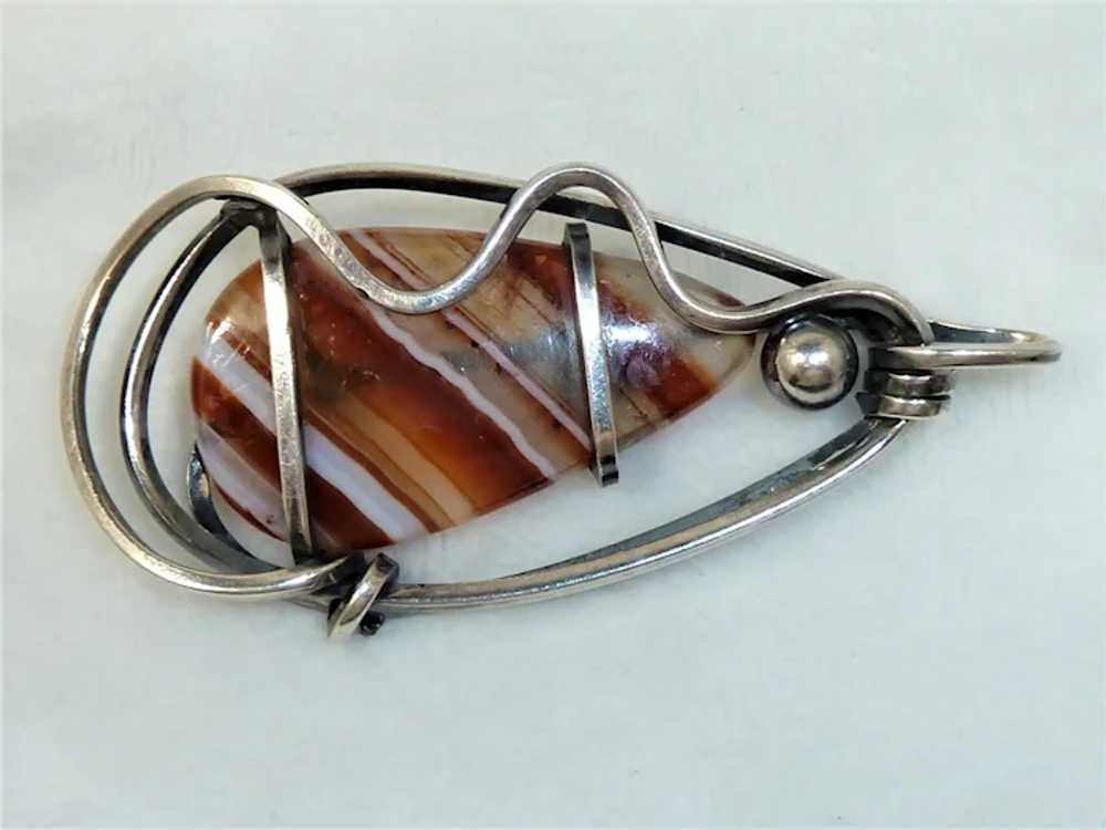 Otto Robert Bade Agate Sterling Mid-Century Pin P… - image 2