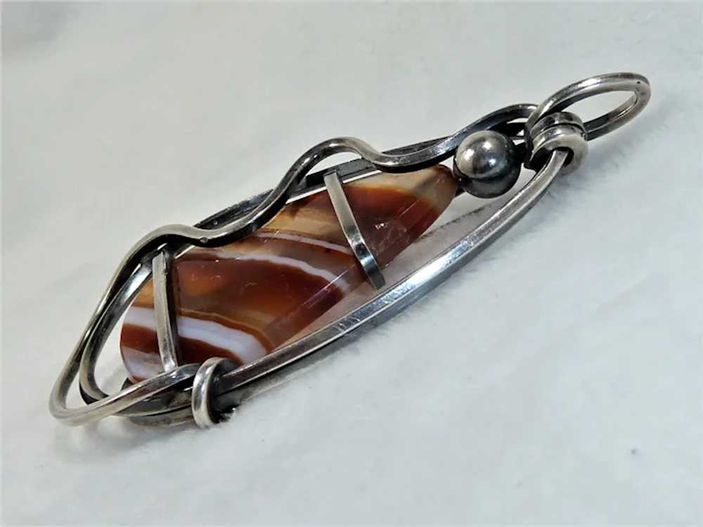 Otto Robert Bade Agate Sterling Mid-Century Pin P… - image 4